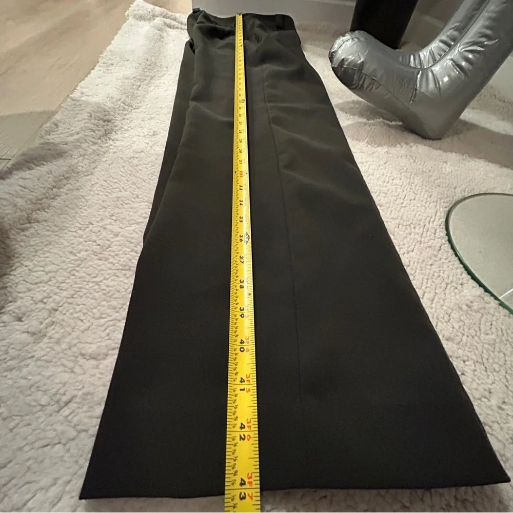 Zara Dark Green High-Waisted Wide-Leg Pants